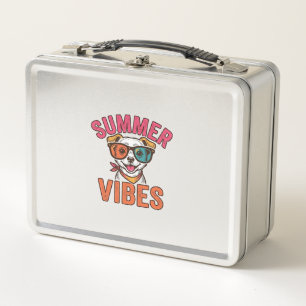 Summer Vibes Dog Sunglasses Vintage Shirt Design_1 Metal Lunch Box