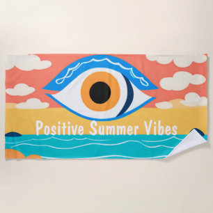 Summer Vibes Evil Eye Modern Beach Towel