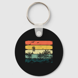 Summer Vibes Exotic Palm Trees Retro Tropical Keychain