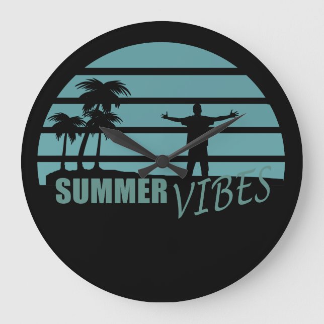 summer vibes family vacation large clock (Front)