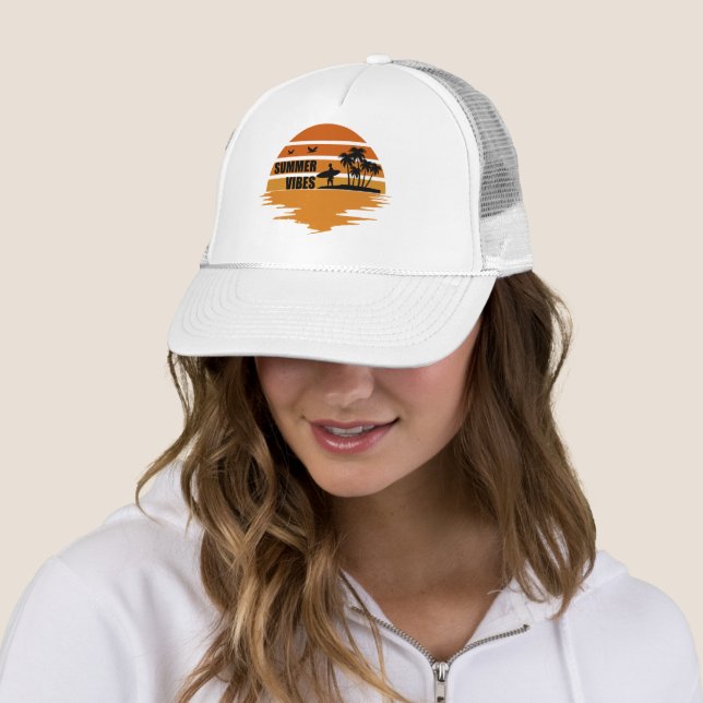Summer vibes family vacation trucker hat (In Situ)