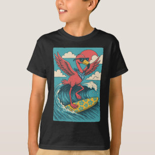 Summer Vibes Flamingo Surfing Beach Vibes Vacation T-Shirt
