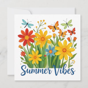 Summer Vibes Floral with Butterflies-64534 Holiday Card