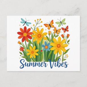 Summer Vibes Floral with Butterflies-64534 Holiday Postcard