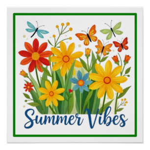 Summer Vibes Floral with Butterflies-64534 Poster