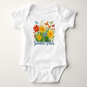 Summer Vibes Floral with Butterflies Baby Bodysuit