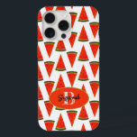 Summer Vibes Fun Watermelon Slices Pattern iPhone 15 Pro Max Case<br><div class="desc">The design features a summer favourite snack watermelon slice pattern with monogram initial letter and template name inside an oval. Personalize the text,   remove one or the other text elem, ent or edit using the design tool to select a font style,  size,  and colour you prefer.</div>