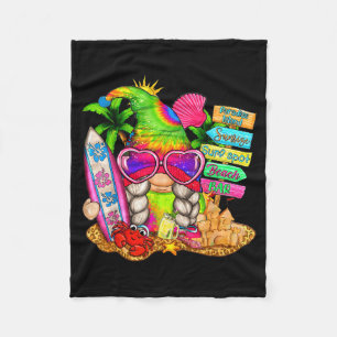 Summer Vibes Gnomes Beach Party Cute Gnome Hello S Fleece Blanket
