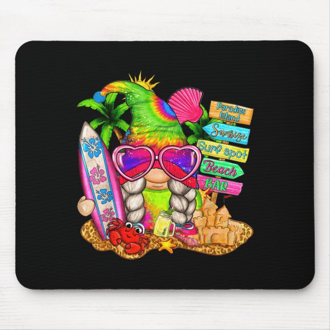 Summer Vibes Gnomes Beach Party Cute Gnome Hello S Mouse Pad (Front)