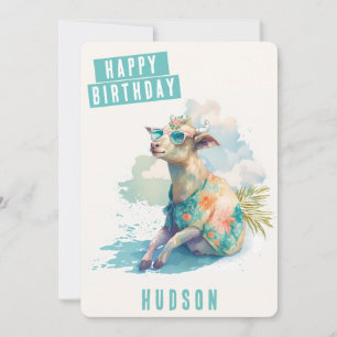 Summer vibes Goat Birthday Card