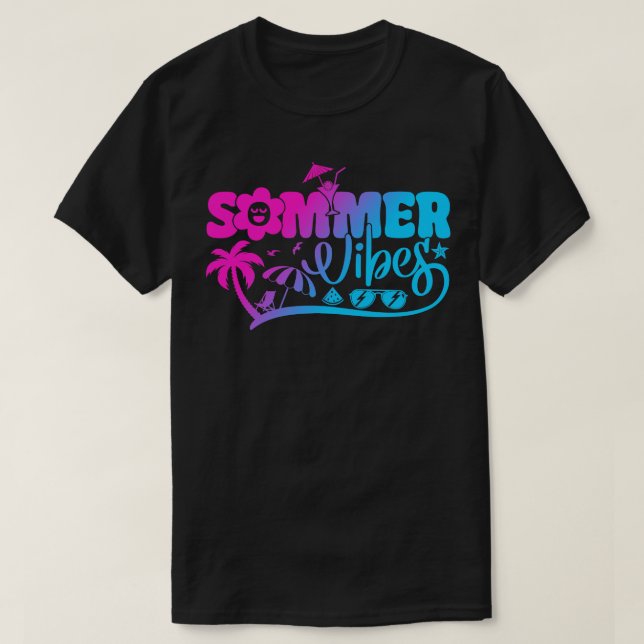 Summer Vibes Hello Summer Sunset Beach Summer Vaca T-Shirt (Design Front)