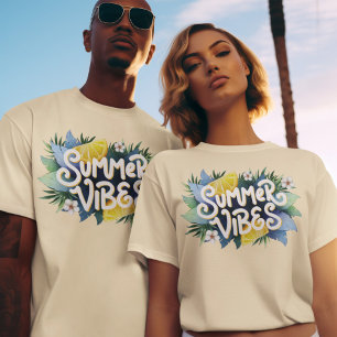 Summer Vibes Lemon Fruit Leaves Flower Hot Season T-Shirt