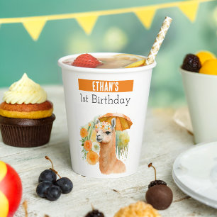 Summer vibes Llama - 1st birthday - Paper Cups