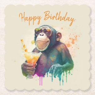 Summer vibes Monkey - Birthday Paper Coaster