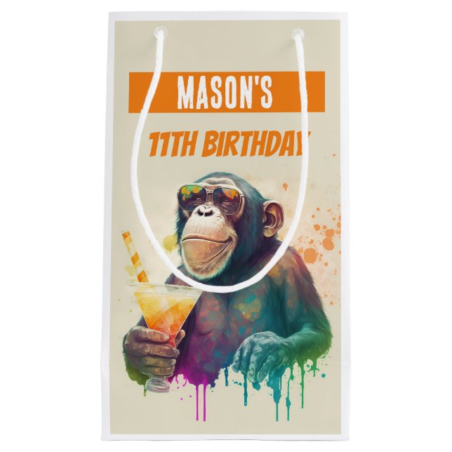 Summer vibes Monkey - Birthday  Small Gift Bag (Front)