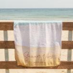 Summer Vibes | Ombre Beach Sun & Sand Monogram Beach Towel<br><div class="desc">It doesn’t get any sweeter than peachy orange, soft yellows, and ocean blues coming together with a soft ombre effect that has us dreaming of a bright, summer day at the beach. Summer is the perfect time to add bold pops of cheerful colour, and with this palette, your summer beach...</div>