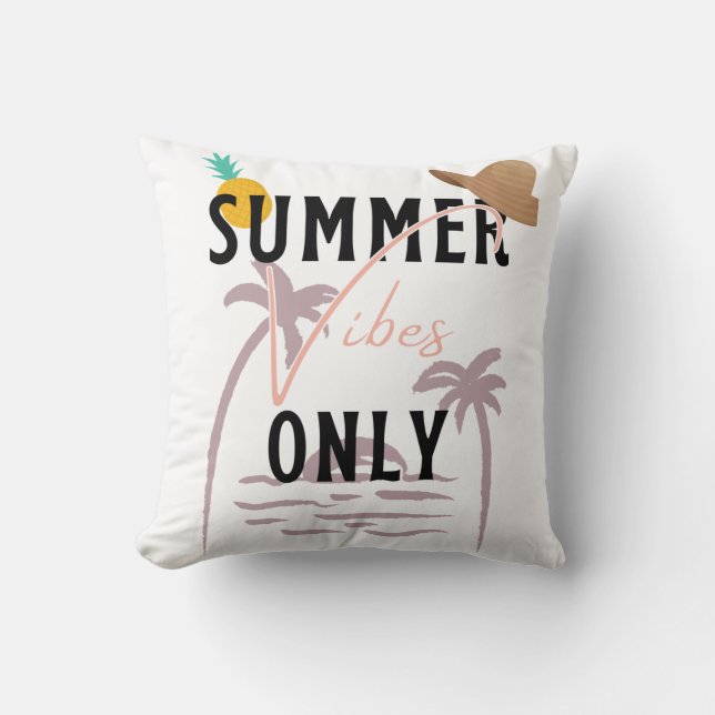 Summer Vibes Only Beach Throw Pillow (Front)