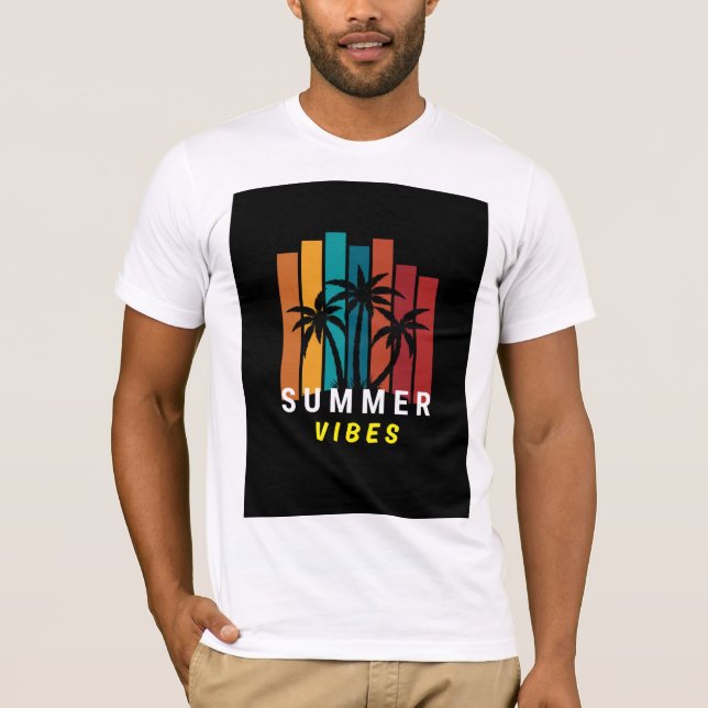 Summer Vibes Palm Tree Graphic T-Shirt  (Front)