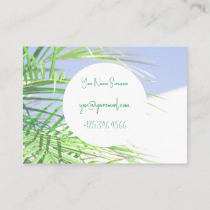 Summer Vibes Palm Tree Leaves Pale Green Pastel Business Card