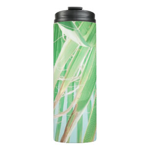 Summer Vibes Palm Tree Leaves Pale Green Thermal Tumbler
