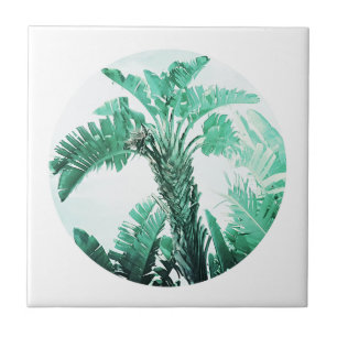 Summer Vibes Palm Tree Leaves Pale Green Tile