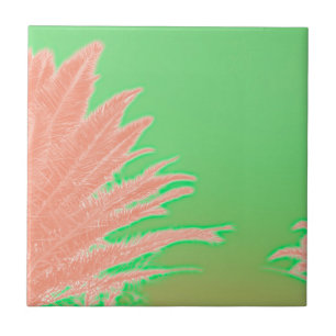 Summer Vibes Palm Tree Leaves Pale Green Tile