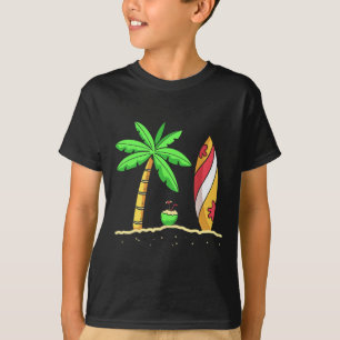 Summer Vibes Palm Trees Surfboard Surfer Coconut S T-Shirt