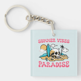 Summer Vibes Paradise - Skull Keychain