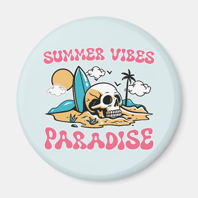 Summer Vibes Paradise - Skull Magnet (Front)