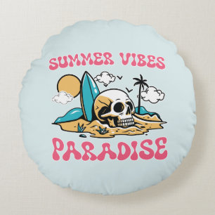 Summer Vibes Paradise - Skull Round Pillow