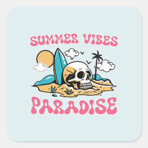 Summer Vibes Paradise - Skull Square Sticker