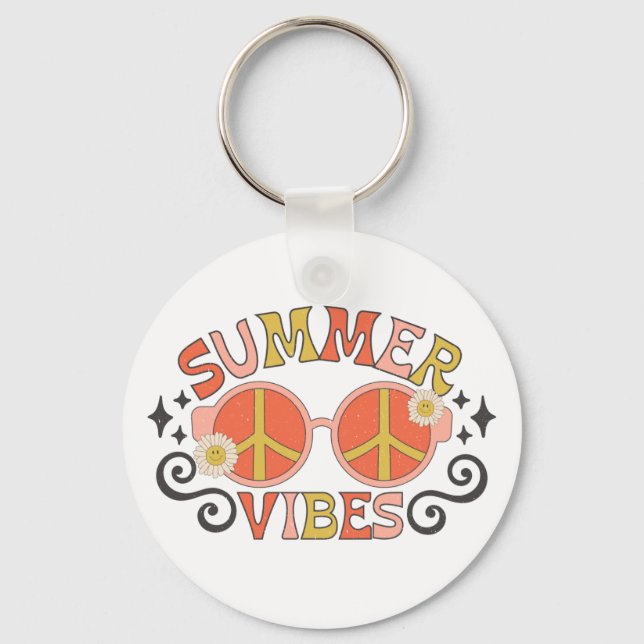 Summer Vibes Peace Sunglasses  Keychain (Front)