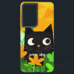 Summer Vibes Personalized Floral Black Cat Samsung Galaxy Case<br><div class="desc">This personalized Samsung case is perfect for cat lovers who want to protect their phone while showing off their love for felines. The case features a cute abstract print with a sweet floral black cat with orange and green background. You can personalize the case by adding a name or any...</div>