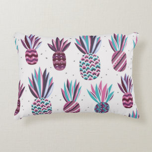 Summer Vibes: Pineapple Pattern, Colourful Dots Accent Pillow