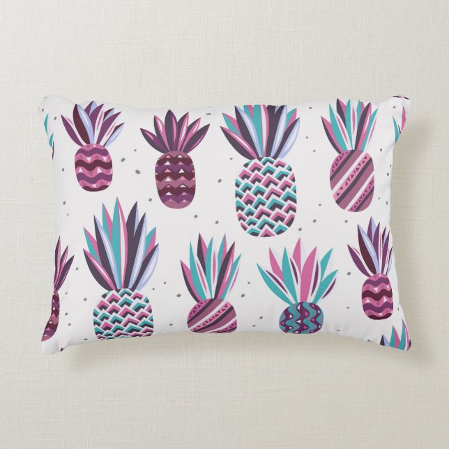 Summer Vibes: Pineapple Pattern, Colourful Dots Accent Pillow (Front)