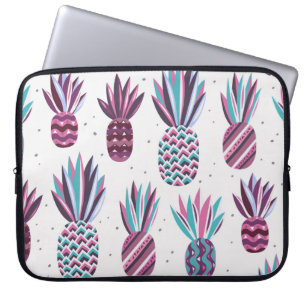 Summer Vibes: Pineapple Pattern, Colourful Dots Laptop Sleeve