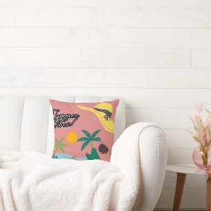 Summer Vibes Pink Throw Pillow