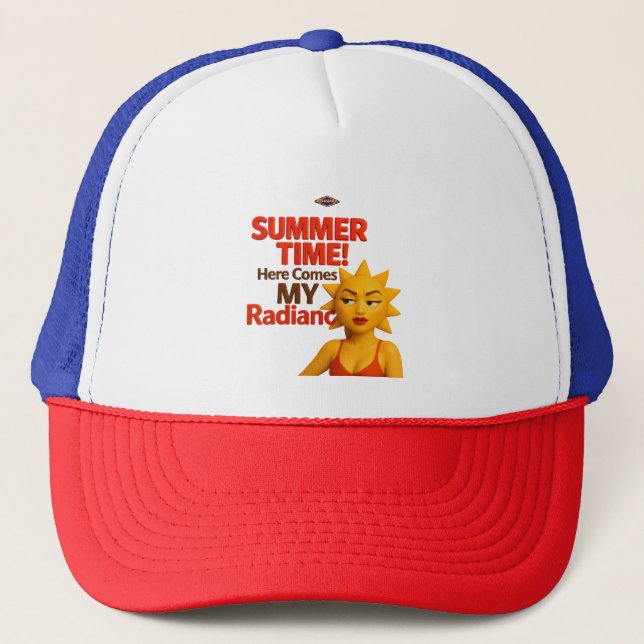 Summer Vibes: Radiate Your Glow! Trucker Hat (Front)