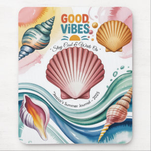 Summer Vibes Retro Beach Illustration Mouse Pad