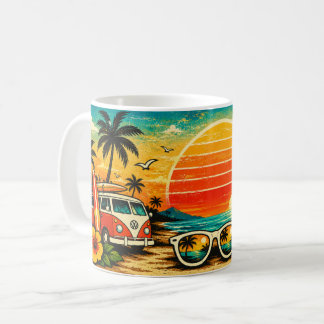 Summer Vibes Retro Beach Sunset  Coffee Mug