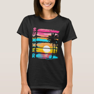 Summer Vibes Retro Beach Sunset Palm Tree Family T T-Shirt