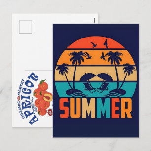 Summer Vibes Retro Beach-Vintage Coastal Sunshine Holiday Postcard