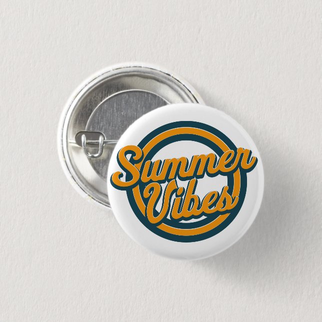 Summer vibes retro logo. 1 inch round button (Front & Back)