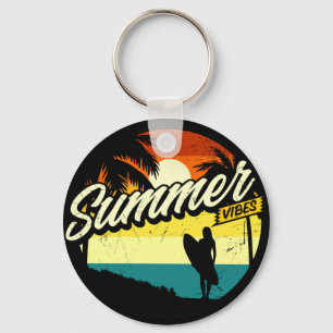 Summer Vibes Retro Silhouette   Keychain