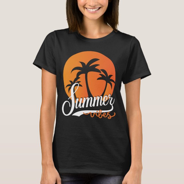 Summer Vibes Retro Sunset And Palm Trees Women's T-Shirt (Front)