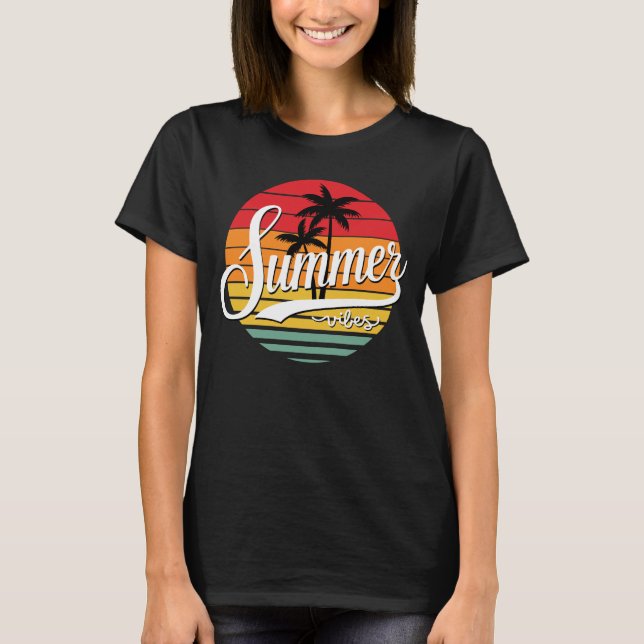 Summer Vibes Retro Sunset And Palm Trees Women's T-Shirt (Front)