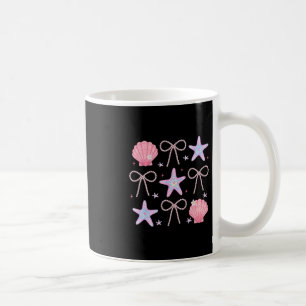 Summer Vibes Seashell Starfish Coquette Pearl Bow  Coffee Mug