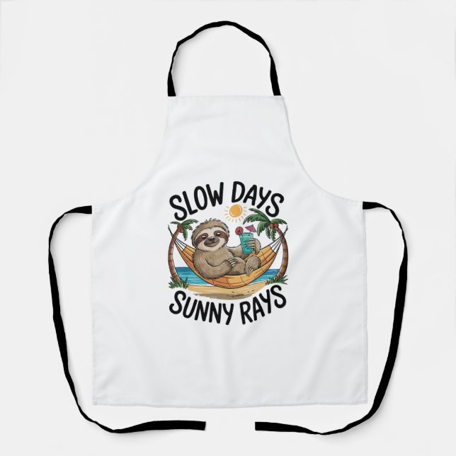 Summer Vibes Sloth Funny Lazy Float Apron (Front)
