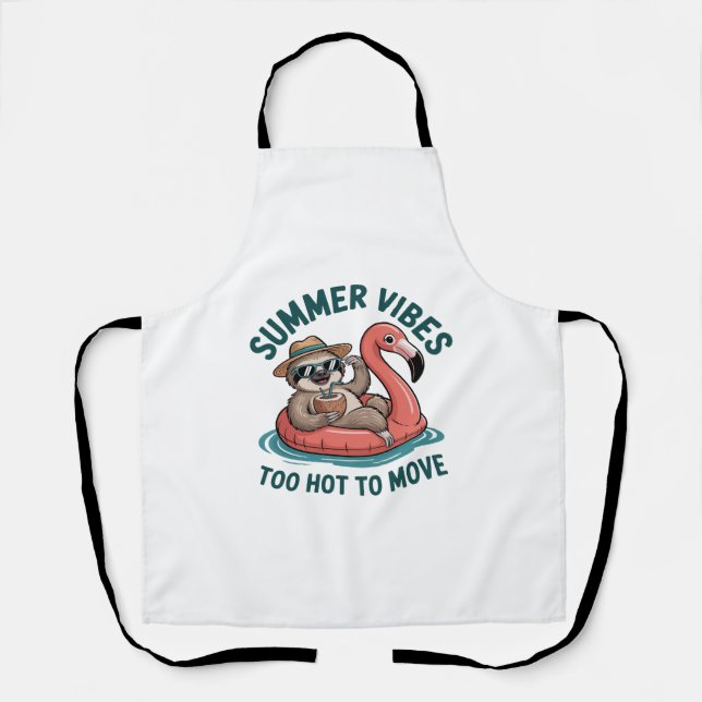 Summer Vibes Sloth Funny Lazy Float Apron (Front)