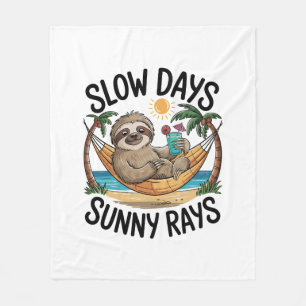 Summer Vibes Sloth Funny Lazy Float Fleece Blanket